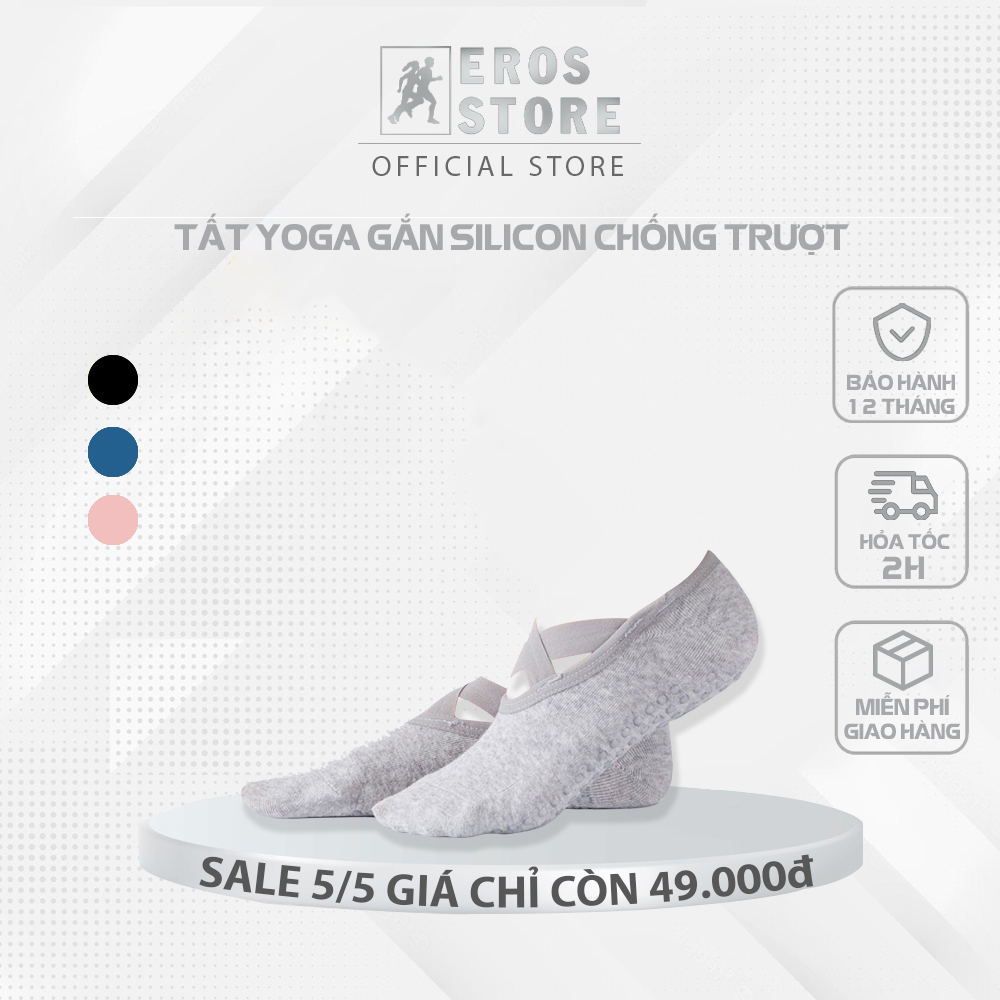Tất, Vớ Chân Tập Yoga Gắn Hạt Silicon Chống Trượt, Vải Thấm Hút Mồ Hôi Chính Hãng Eros Store