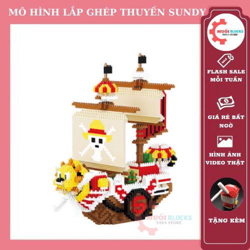 Bộ đồ chơi lắp ráp lego, mô hình lắp ráp 3d decor trang trí có quà tặng Thuyền Sandy 26cm - Muối Blocks