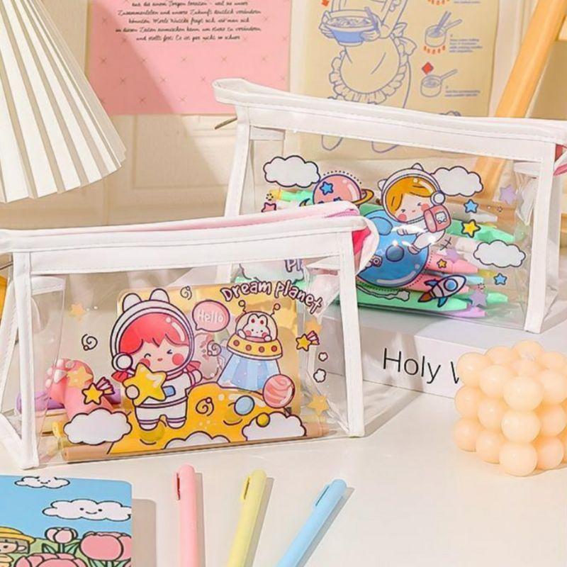Hộp bút trong suốt, Túi đựng bút trong suốt, bóp viết trong suốt cute mẫu mới