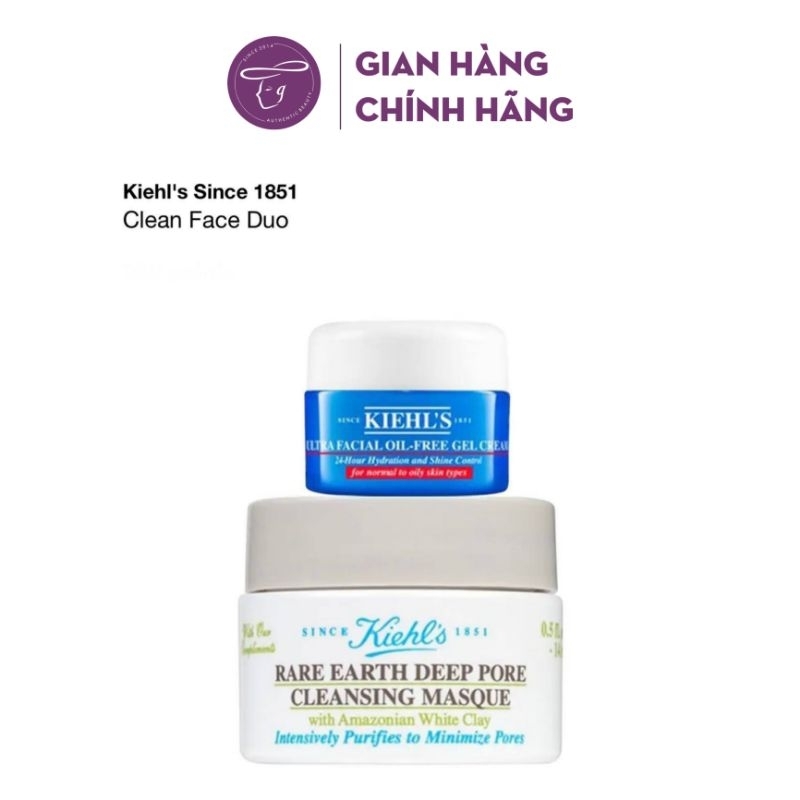 Set 2 món Kiehls da dầu: mặt nạ đất sét 14ml và kem dưỡng oil free 7ml Kiehl's