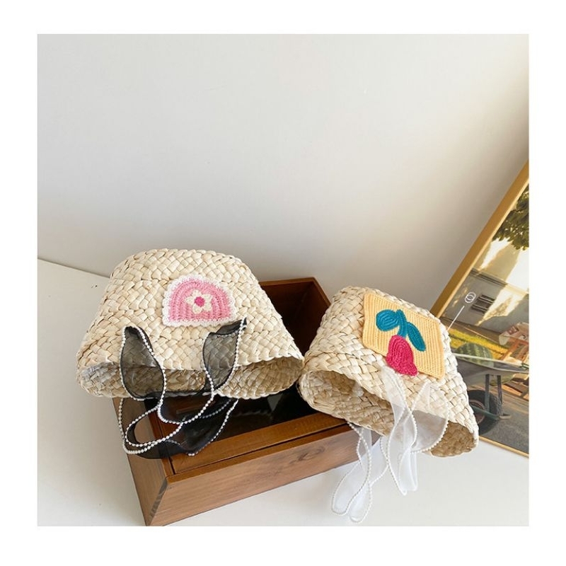 Phụ kiệnTúi cói quai voan gắn hoa cho bé cầm tay