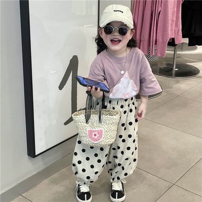 Phụ kiệnTúi cói quai voan gắn hoa cho bé cầm tay