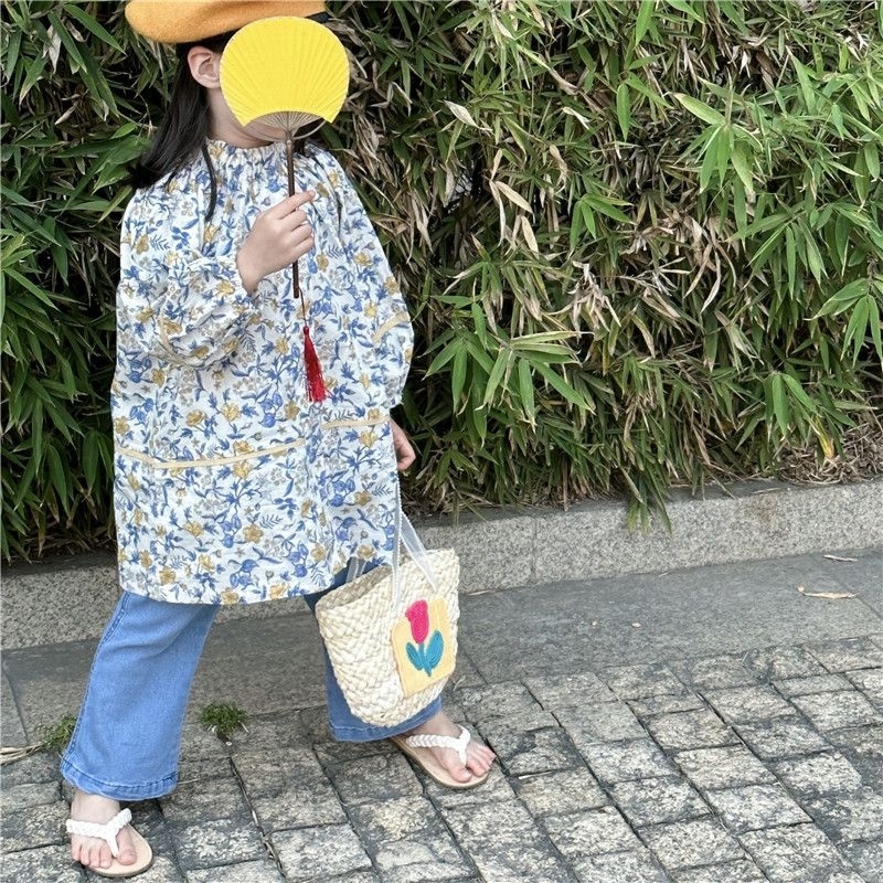 Phụ kiệnTúi cói quai voan gắn hoa cho bé cầm tay