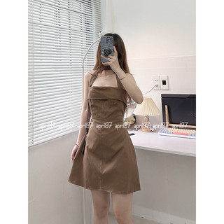 Đầm kaki cúp ngực kèm dây (ảnh thật/ có sẵn)