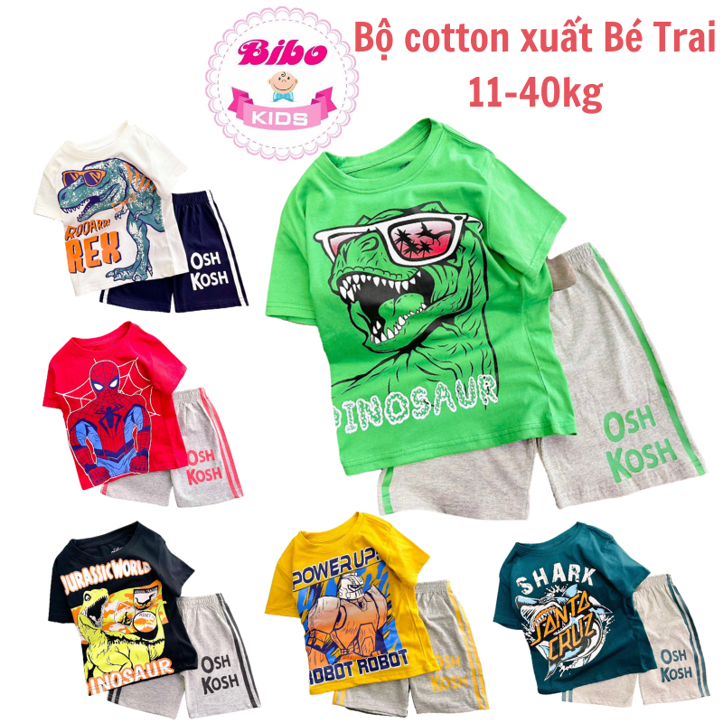 Quần Áo trẻ em , Set Đồ bộ bé trai chất thun cotton 100% co giãn, mền mịn mát