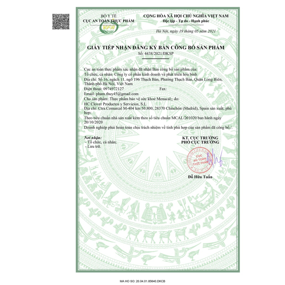 Canxi hữu cơ Aplicaps Menacal - Bổ sung canxi cho bà bầu không gây táo nóng, lắng cặn  - Herbaby