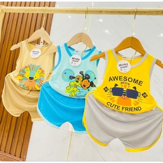 Bộ ba lỗ cho bé Minky Mom chất thun lạnh loại 1 size nhí