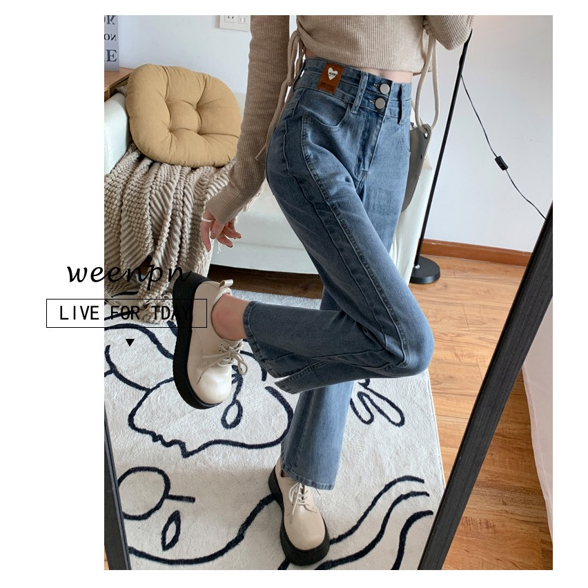 Quần jeans size XXS XS loe nhẹ xẻ tà kiểu dáng đường phố năm 2023