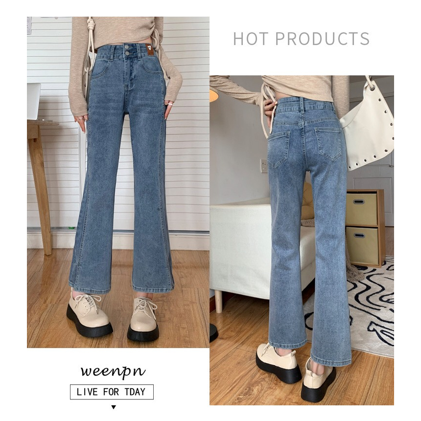 Quần jeans size XXS XS loe nhẹ xẻ tà kiểu dáng đường phố năm 2023