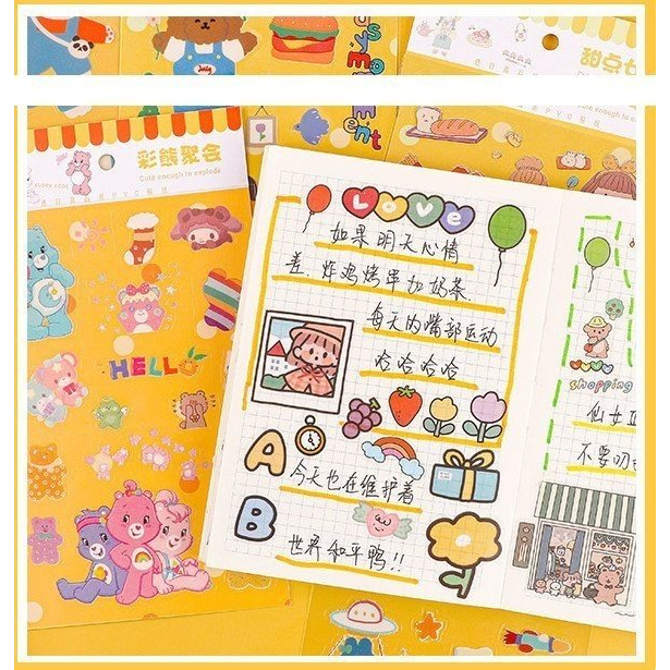 Set 6 Tấm Dán Sticker Nhãn Dán, Hình Dán Dễ Thương, Tấm Hình Dán