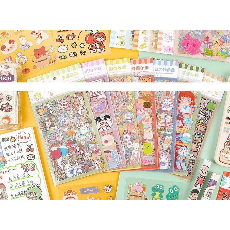 Set 6 Tấm Dán Sticker Nhãn Dán, Hình Dán Dễ Thương, Tấm Hình Dán