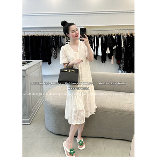 Váy ren cúc bọc dáng dài siêu xinh