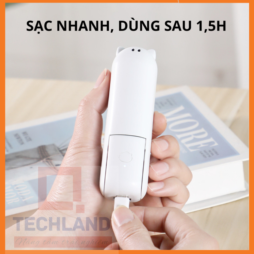 Quạt cầm tay mini gấp gọn tích hợp sạc dự phòng 2000 mAh USB đa năng có đế để bàn tiện lợi  3 tốc độ gió QTechLand Shop