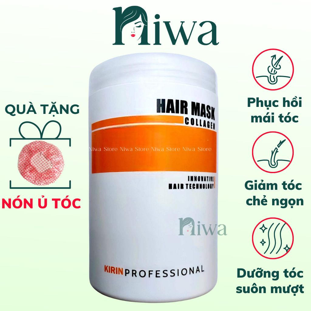 Kem ủ tóc Kirin Collagen Jojoba Hair Mask 1000ML hấp dầu, dầu xả tóc phục hồi tóc khô, chẻ ngọn dưỡng tóc suôn mượt