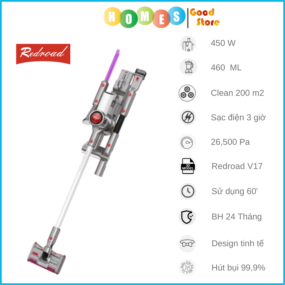 Máy Hút Bụi Không Dây Cầm Tay Xiaomi Redroad V17 Max PIN Rời Lực Hút Khủng - Bảo Hành 24 Tháng