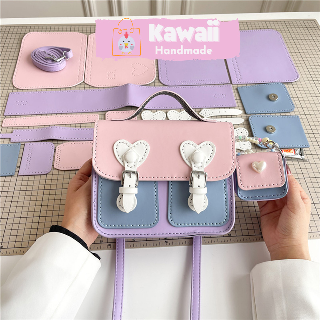 Túi tự đan, Túi handmade tự làm DA60 da PU có video hướng dẫn Kawaii_Handmade