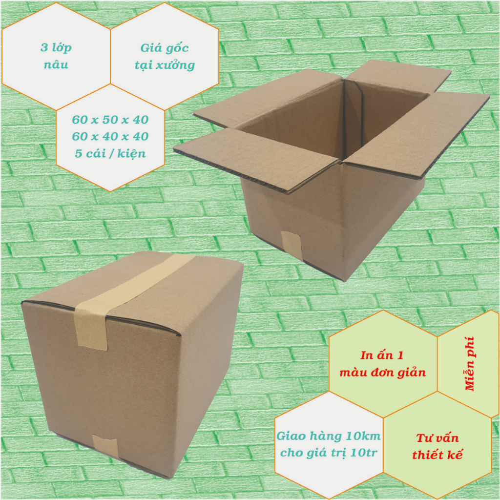 Thùng Carton 60x50x40cm lớn giá rẻ  60x40x40