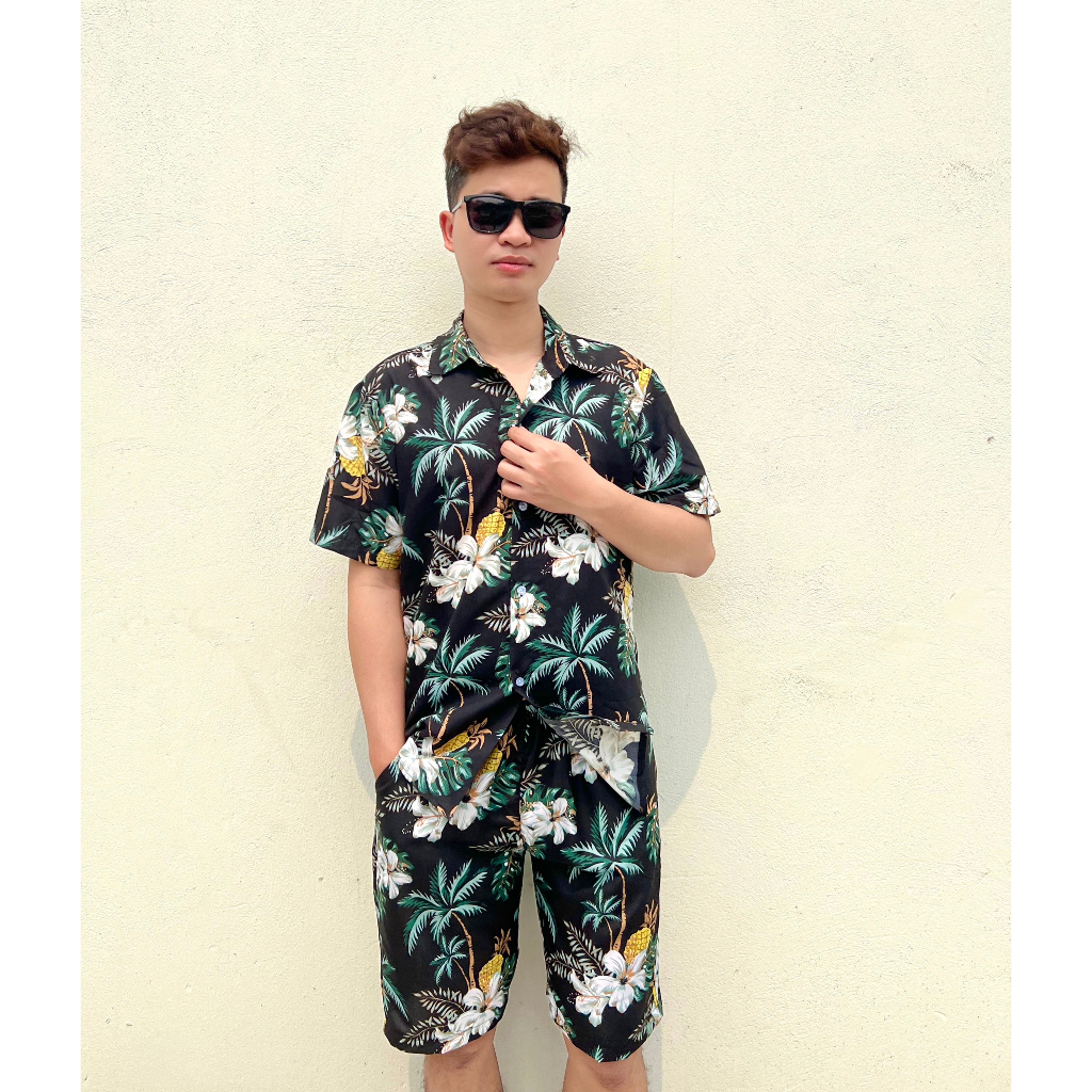 Sơ mi nhóm, sơ mi đi biển, đồng phục du lịch, bộ đồ hoa lá