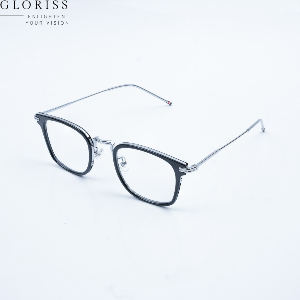 Gọng kính cận nam nữ thời trang - GLORISS THOM TORTOISE gọng Titanium mắt 0 độ lọc ánh sáng xanh