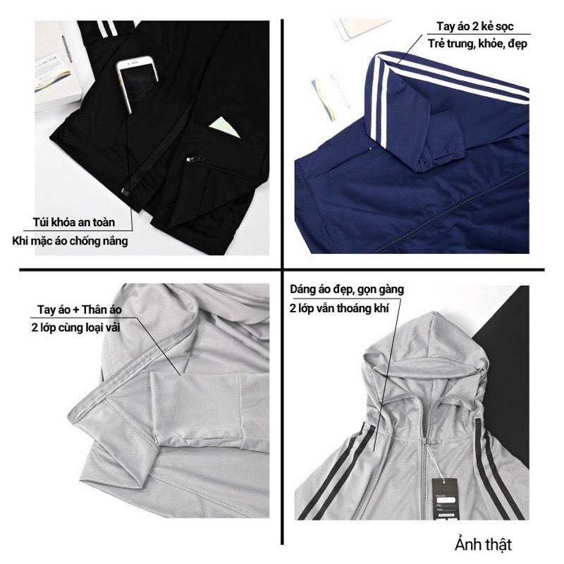 Áo khoác chống nắng nam 2 lớp chất thông hơi thời trang