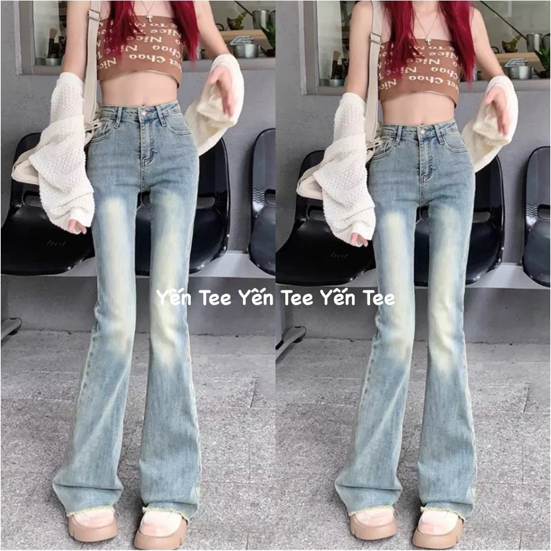 ( Chất Đẹp ) Quần jeans ống loe màu bụi cực chất