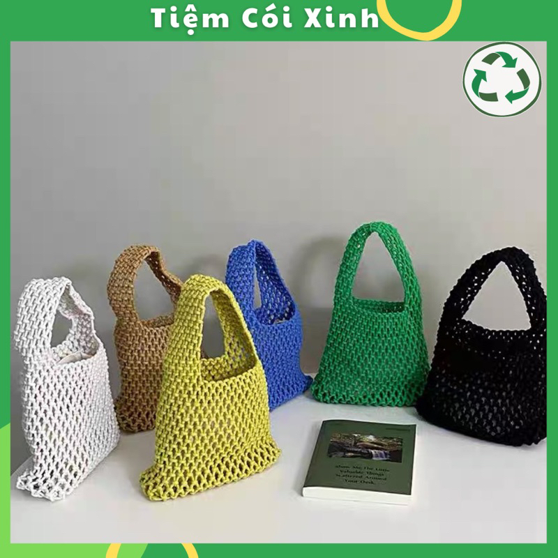 Túi lưới nhỏ màu sắc xách đi biển mùa hè rực rỡ