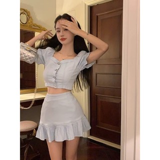 Set bò mềm croptop mix chân váy đuôi cá