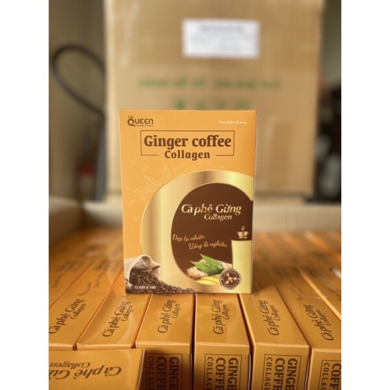 Cà Phê Gừng Collagen Giảm Cân Đẹp Da Tốt Cho Tiêu Hoá Hộp 12 Gói