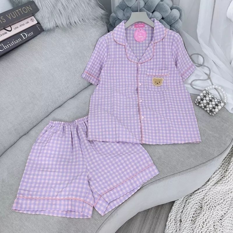 Siêu Phẩm Bộ Pyjama Kẻ thêu