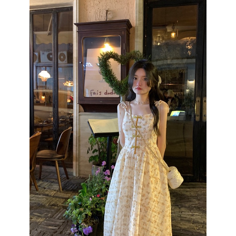 Đầm Hai Dây Dáng Dài Hoạ Tiết Hoa Xinh Xắn oder.tram0506