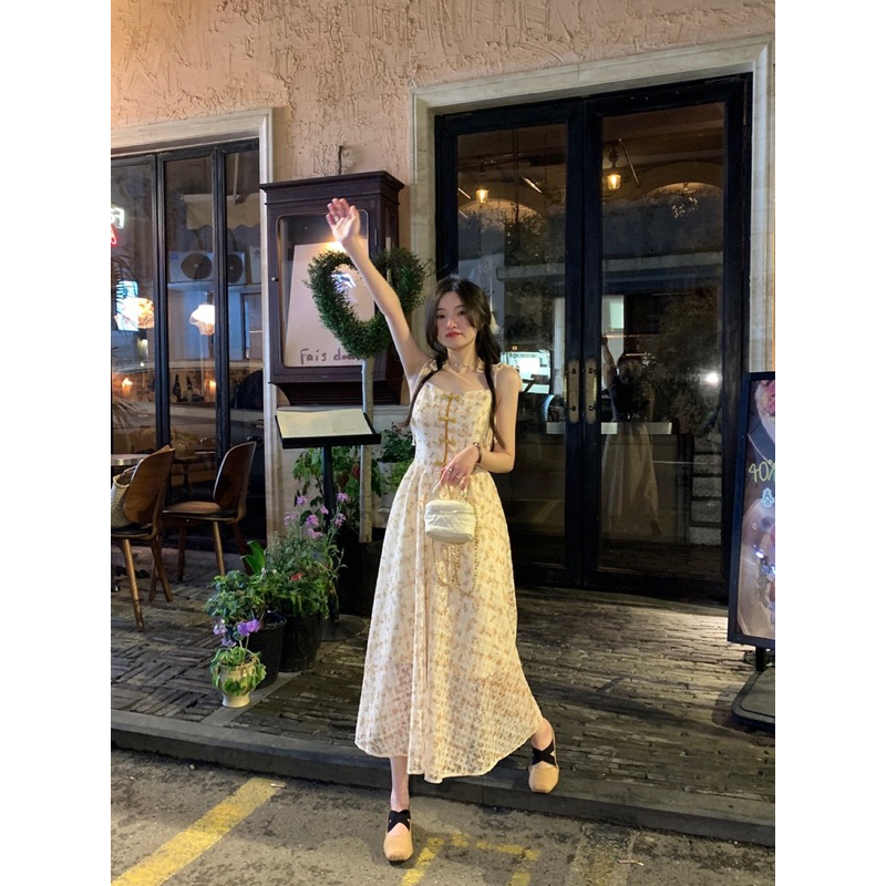 Đầm Hai Dây Dáng Dài Hoạ Tiết Hoa Xinh Xắn oder.tram0506