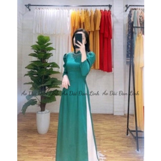 Áo dài lụa tay bồng đính ngọc trẻ trung, sang trọng - Áo Dài Đan Linh