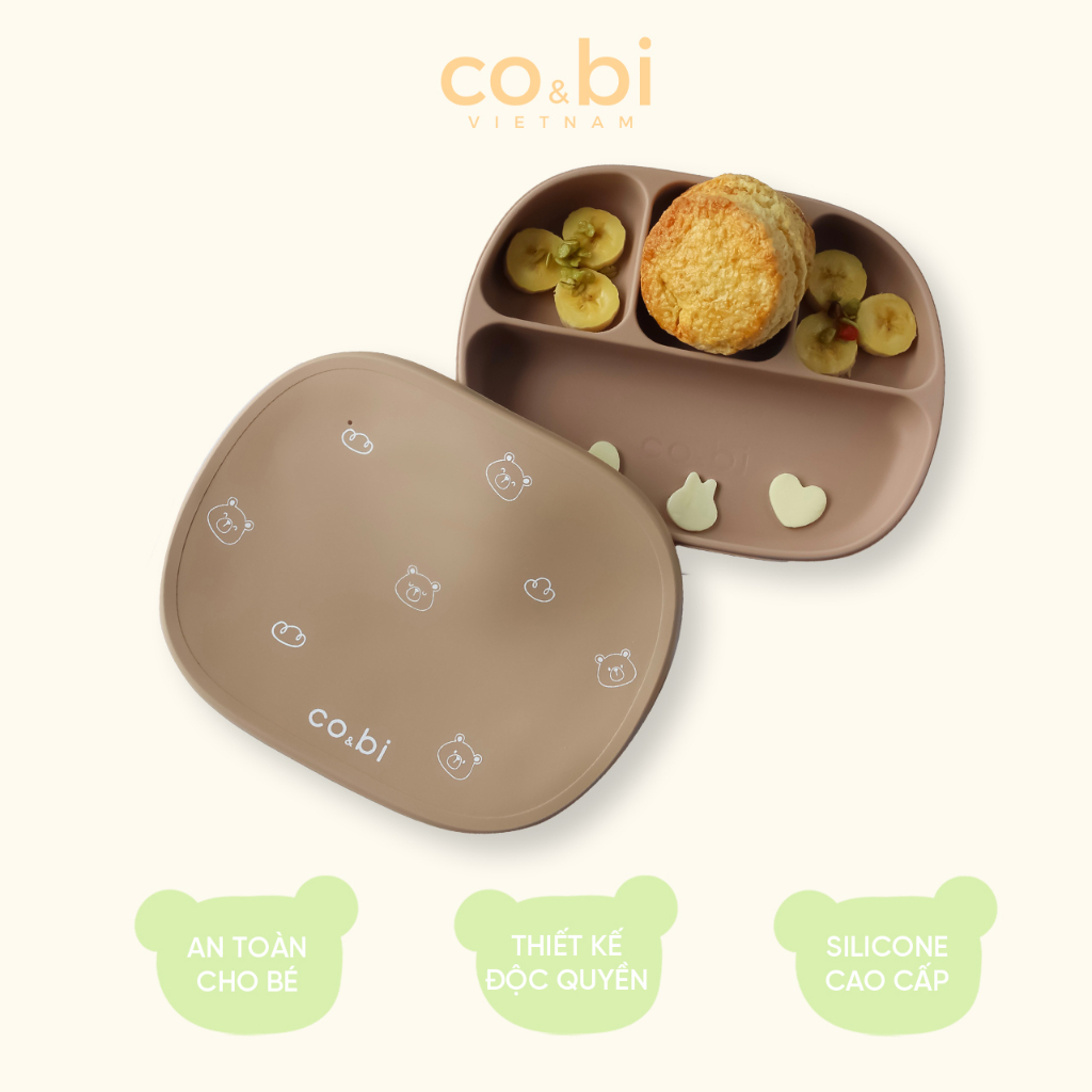 KHAY ĂN DẶM SILICONE KÈM NẮP CO&BI CHO BÉ, KHAY ĂN DẶM 100% SILICONE ĐỨC, ĐẠT CHUẨN KIỂM ĐỊNH QUỐC TẾ