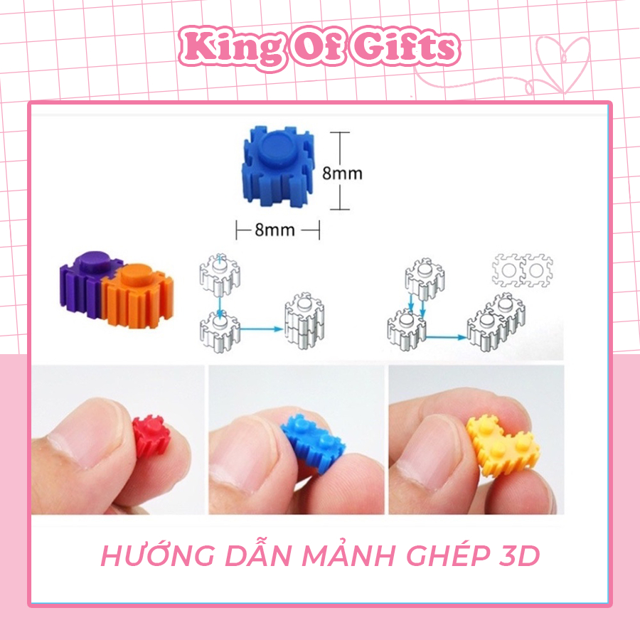 Đồ chơi lắp ráp mini stick mô hình lắp ráp mini 3D Stitch xanh, hồng anime giá rẻ King Of Gifts