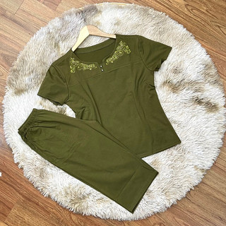 Đồ bộ trung niên TRANGNC cho mẹ mặc nhà chất cotton đẹp cao cấp quần lửng