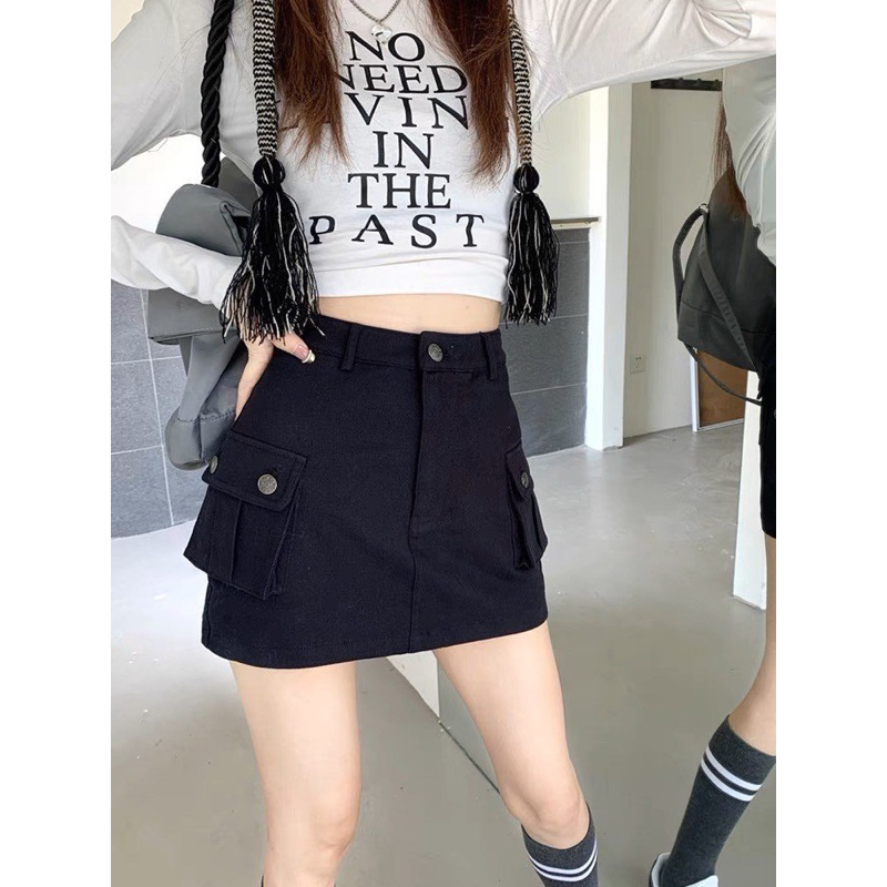 Chân váy kaki túi hộp Cargo màu camel cá tính, có lót trong an toàn 059 FIORI STORE