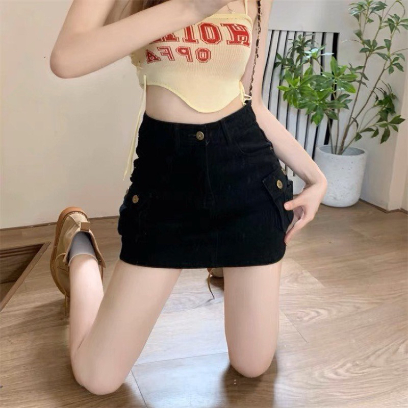 Chân váy kaki túi hộp Cargo màu camel cá tính, có lót trong an toàn 059 FIORI STORE