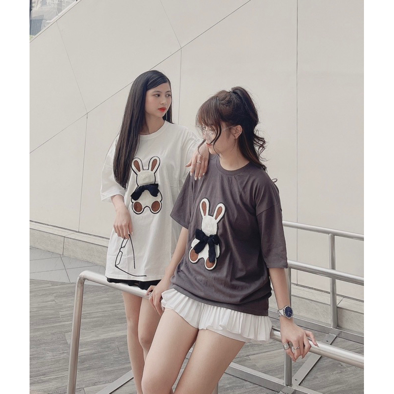 Áo Thun Tay Lỡ Form Rộng Unisex , Chất Cotton Khô - T shirt Thêu hình Gấu