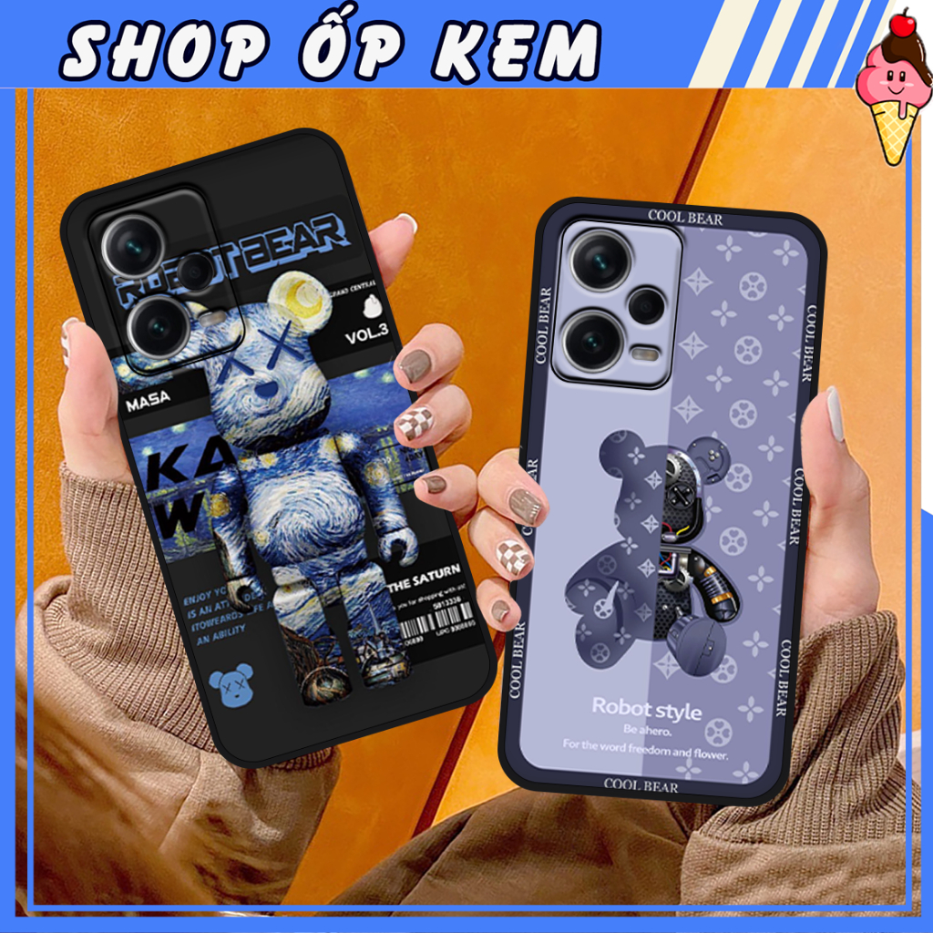 Ốp Xiaomi Redmi Note 12 4G - Redmi Note 12 5G - Redmi Note 12 Pro 5G In Gấu BE@RBRICK SIÊU DỄ THƯƠNG