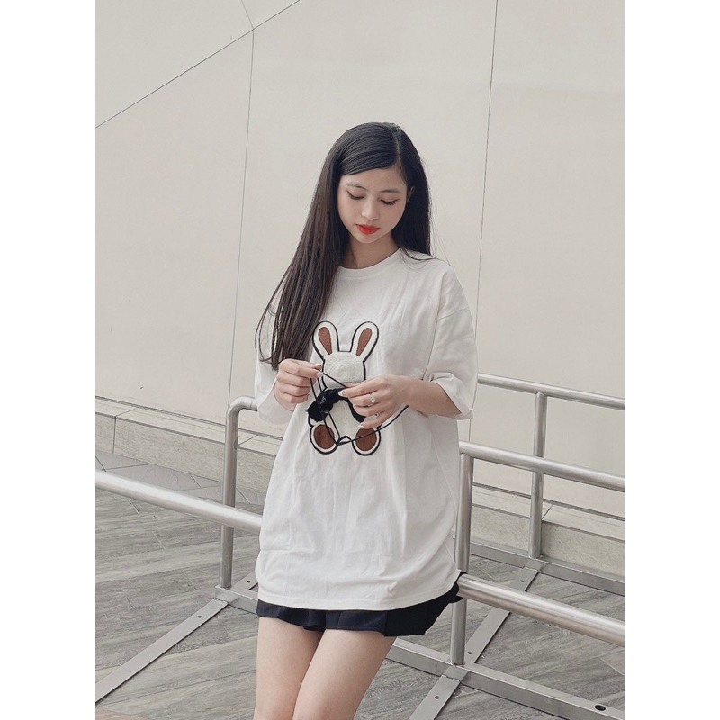 Áo Thun Tay Lỡ Form Rộng Unisex , Chất Cotton Khô - T shirt Thêu hình Gấu