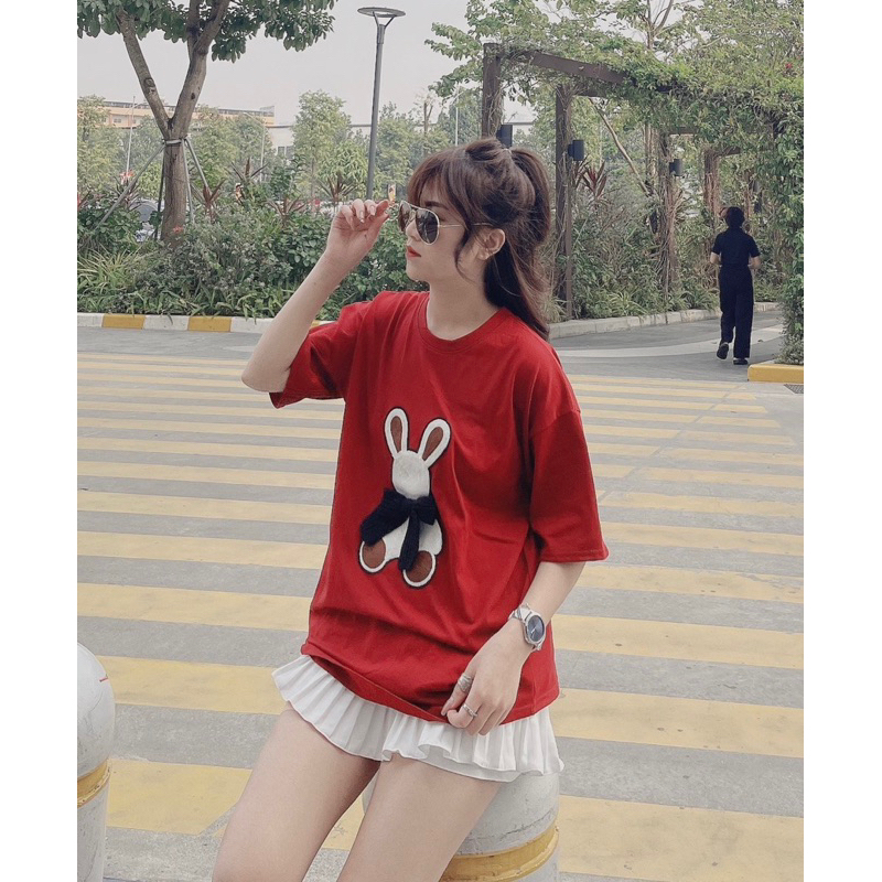 Áo Thun Tay Lỡ Form Rộng Unisex , Chất Cotton Khô - T shirt Thêu hình Gấu