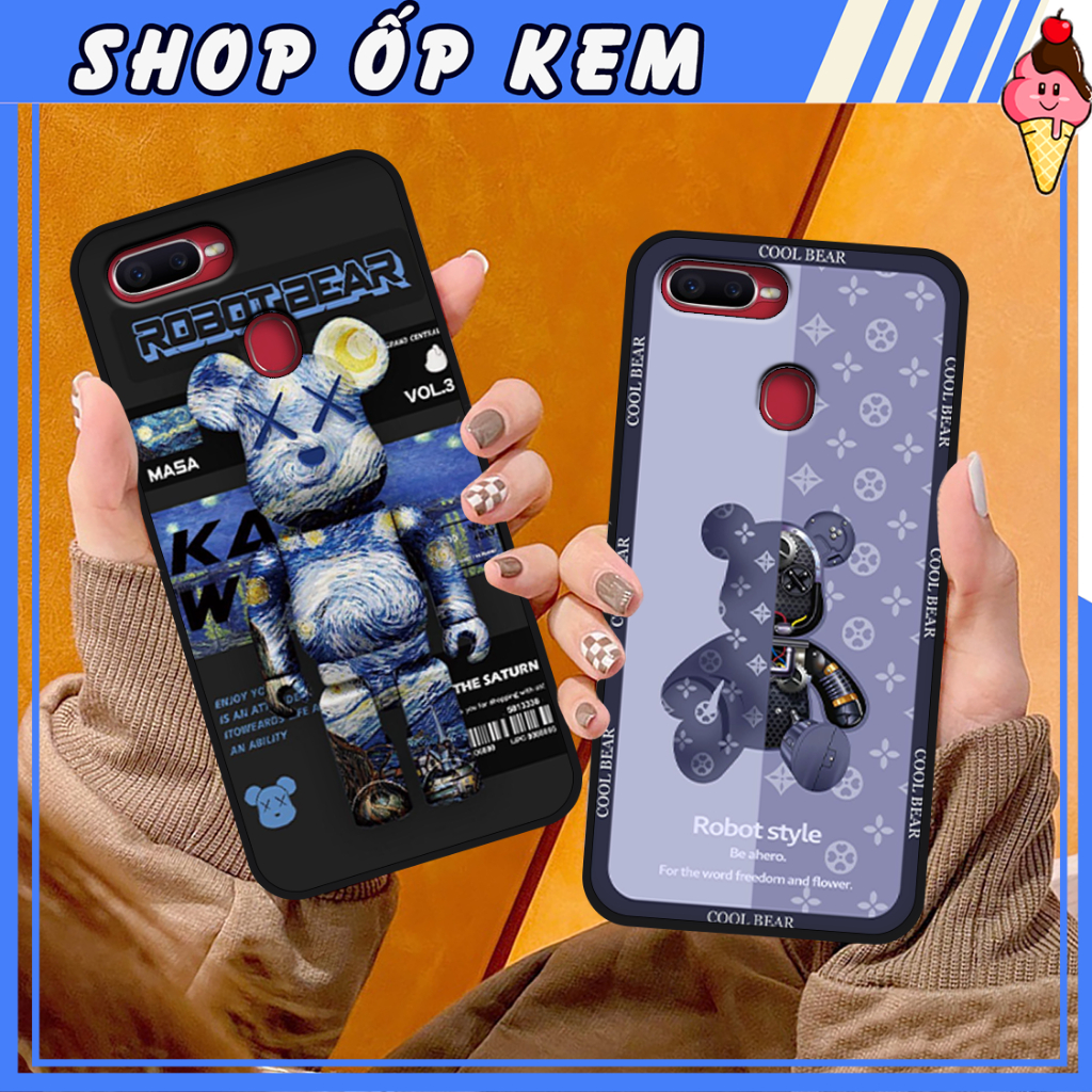 Ốp Lưng Oppo A5S/ A7/ F9/ A12 In Gấu BE@RBRICK SIÊU DỄ THƯƠNG