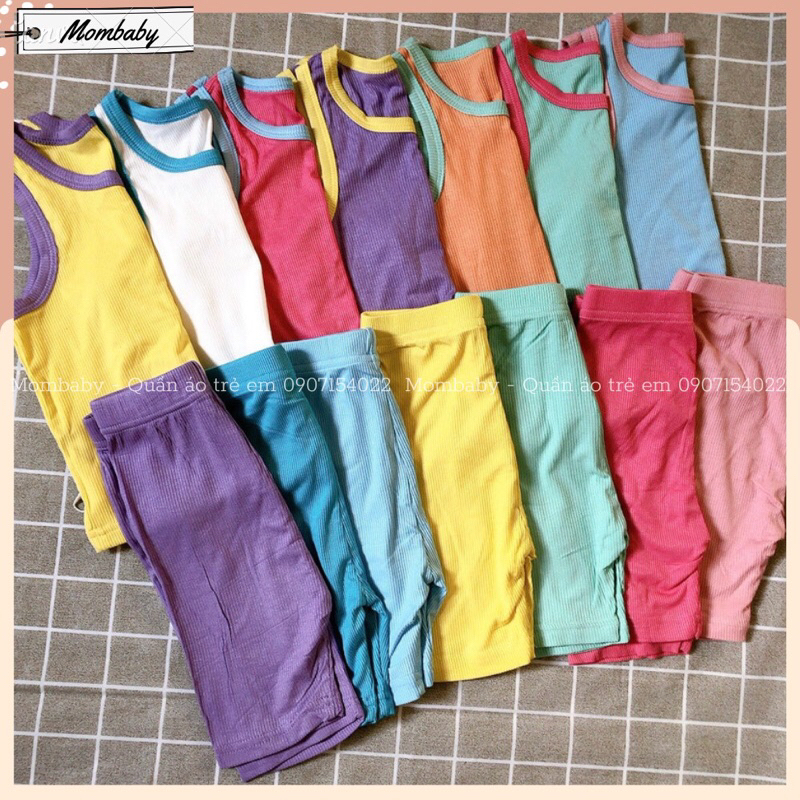 Nozi Quảng châu Hè 2023 Bộ Ba Lỗ Body Thun Tăm Co Dãn Viền Màu Dành Cho Bé Mặc Mùa Hè