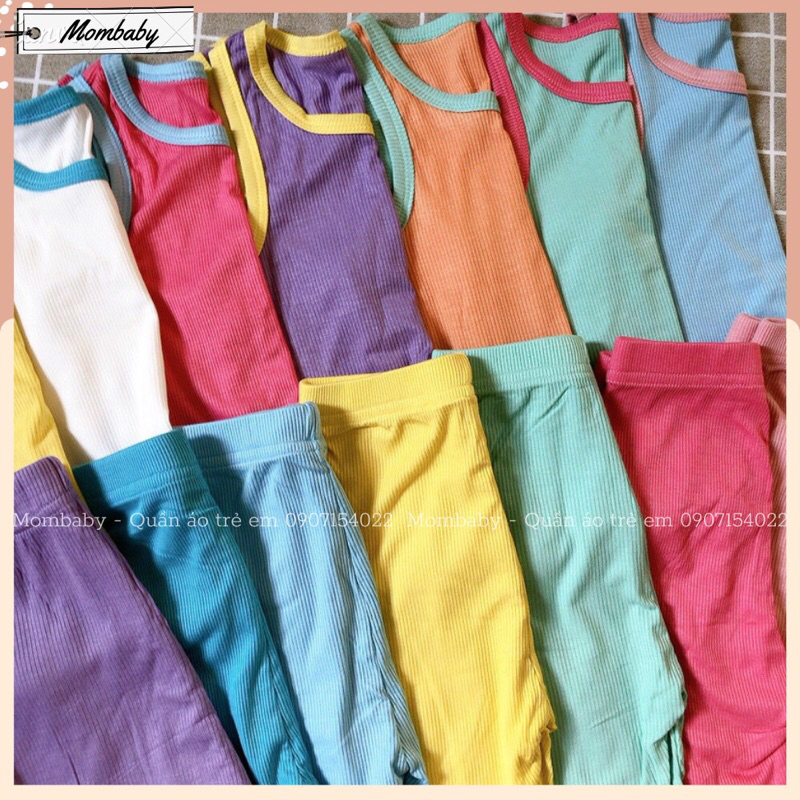 Nozi Quảng châu Hè 2023 Bộ Ba Lỗ Body Thun Tăm Co Dãn Viền Màu Dành Cho Bé Mặc Mùa Hè