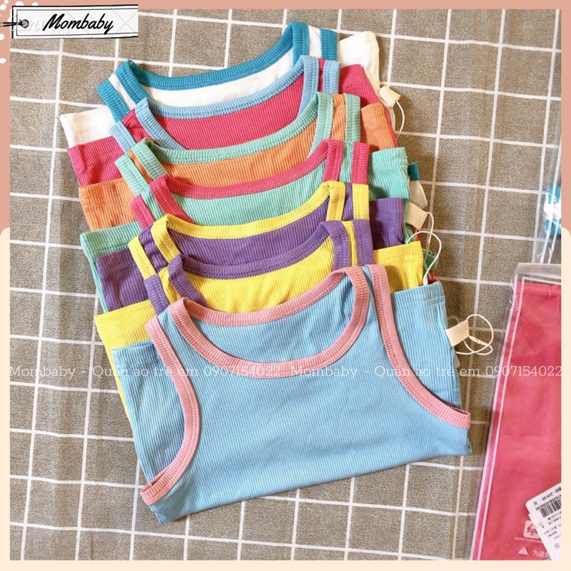 Nozi Quảng châu Hè 2023 Bộ Ba Lỗ Body Thun Tăm Co Dãn Viền Màu Dành Cho Bé Mặc Mùa Hè