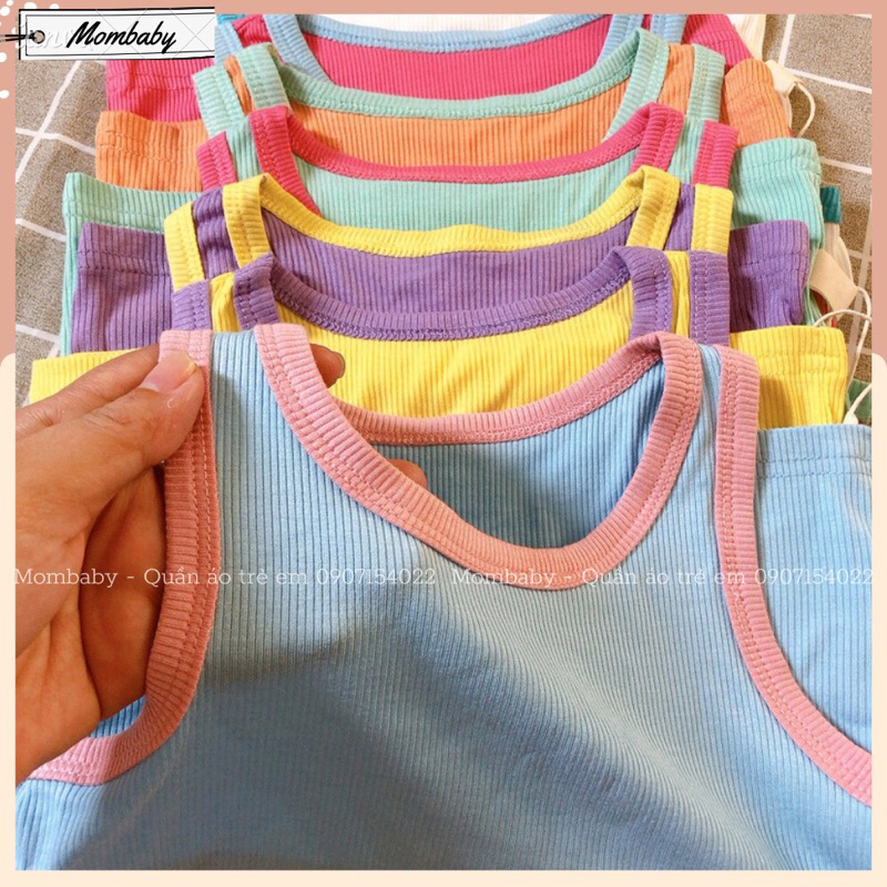 Nozi Quảng châu Hè 2023 Bộ Ba Lỗ Body Thun Tăm Co Dãn Viền Màu Dành Cho Bé Mặc Mùa Hè