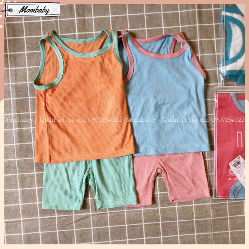 Nozi Quảng châu Hè 2023 Bộ Ba Lỗ Body Thun Tăm Co Dãn Viền Màu Dành Cho Bé Mặc Mùa Hè