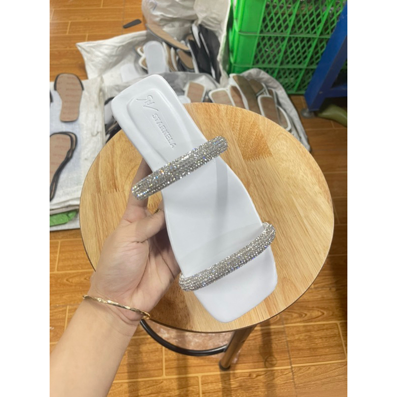 Dép Nữ 2 Quai Đá Ngang Bản To Siêu Êm
