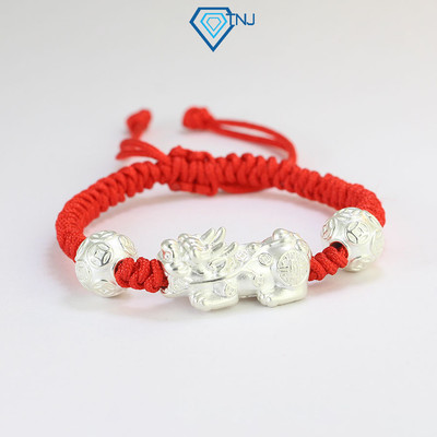 Vòng tay nam bạc tỳ hưu đan sợi chỉ đỏ may mắn LTA0076 - Trang Sức TNJ