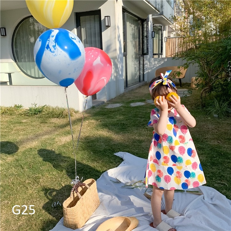 Váy họa tiết bóng bay sặc sỡ cho bé gái 9-36 kg nhí nhỡ đại G25